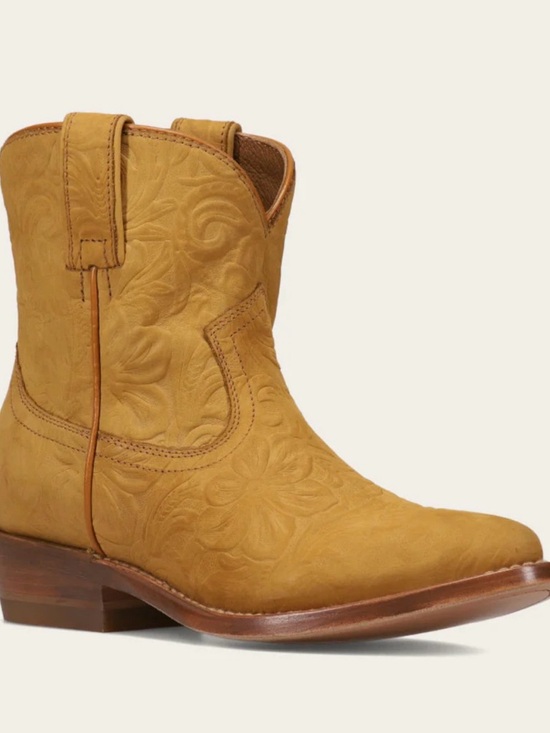 Frye Shoes - Frye Billy Short Marigold Floral Embossed Leather Western Ankle Boots 8
